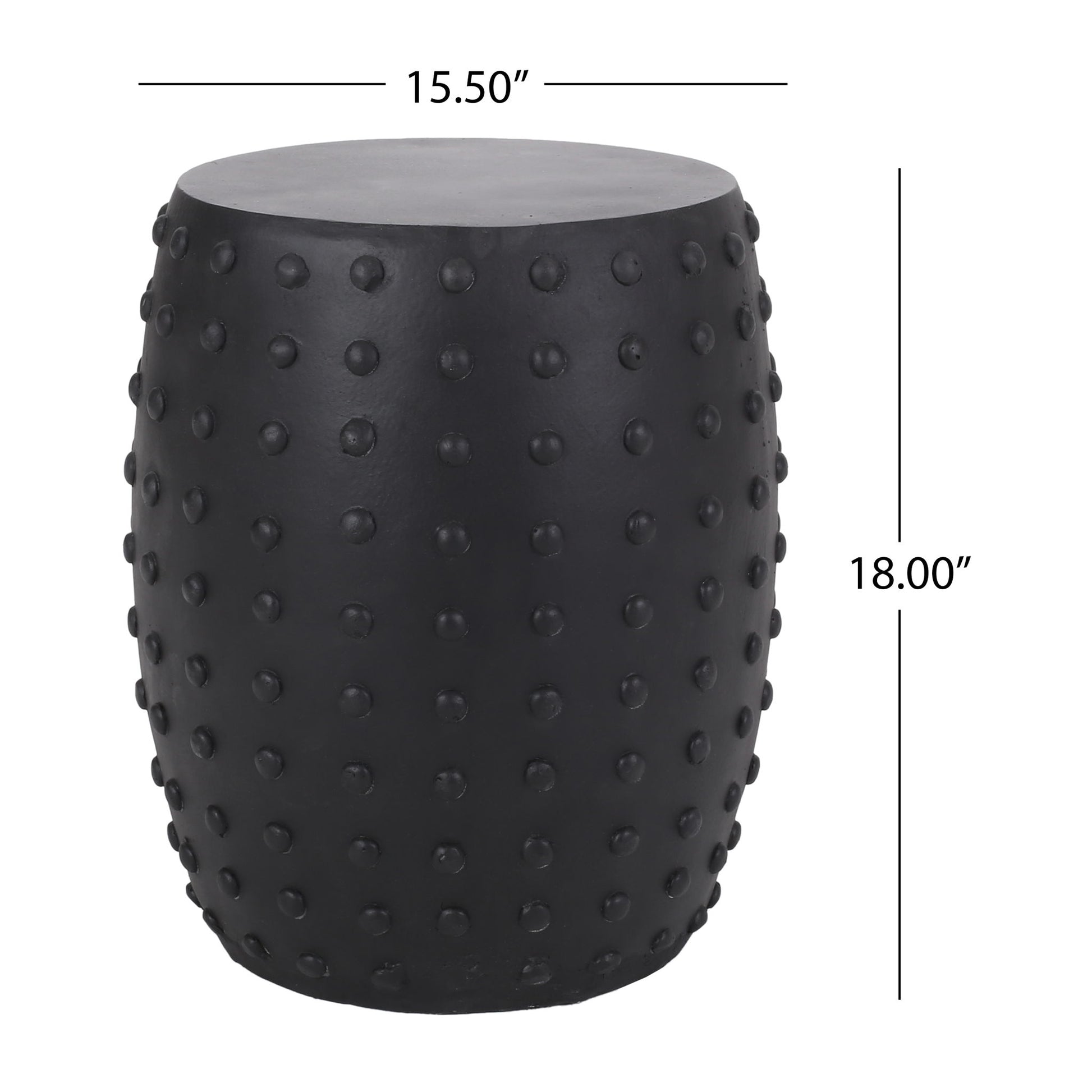 Outdoor End Table With Outstanding Studded Design - Matte Black Noble House