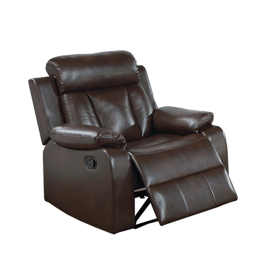 Leatherette Recliner With Pillow Arms And Headrest For Living Room - Brown Home Essentials
