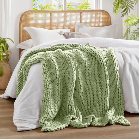 Chunky Double Knit - Handmade Throw - Sage Green Madison Park