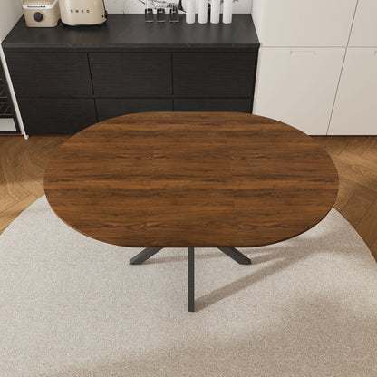 Round Dining Table With Extendable Blades, X Base Home Essentials