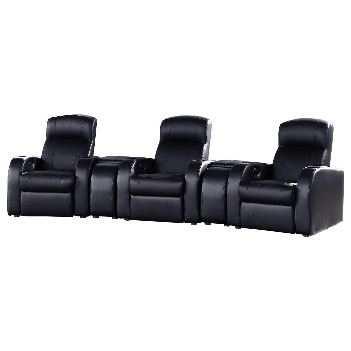 Greenfield - 3 Seater Home Theater With 2 Wedge Consoles - Black Furniture Max