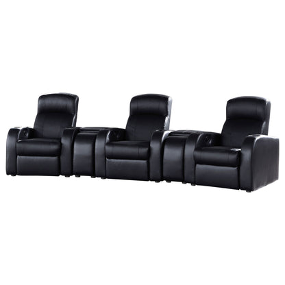 Greenfield - 3 Seater Home Theater With 2 Wedge Consoles - Black Furniture Max