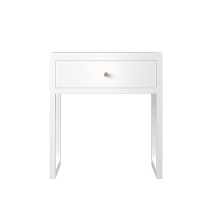 Nightstand With Drawer, Minimalist Bedside Table, Compact End Table For Bedroom - White Home Essentials