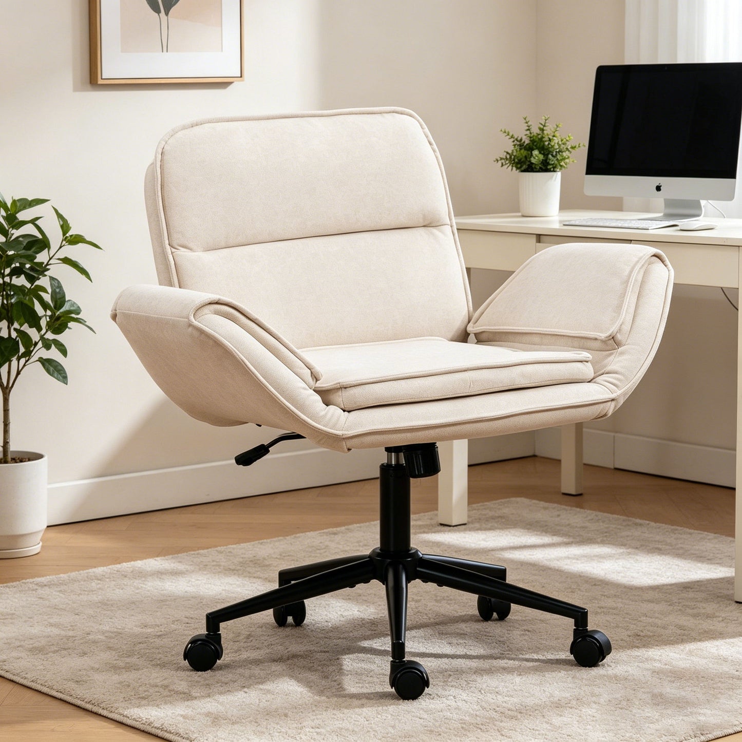 Criss Cross Swivel Desk Chair With Adjustable Armrests & Wheels For Home Office Home Essentials