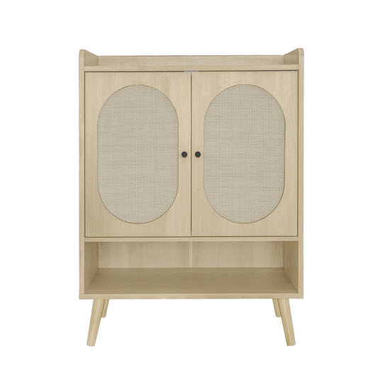 2 Door Shoe Rack, Freestanding, Modern Shoe Storage Cabinet, For Entryway - Natural Daily Nest