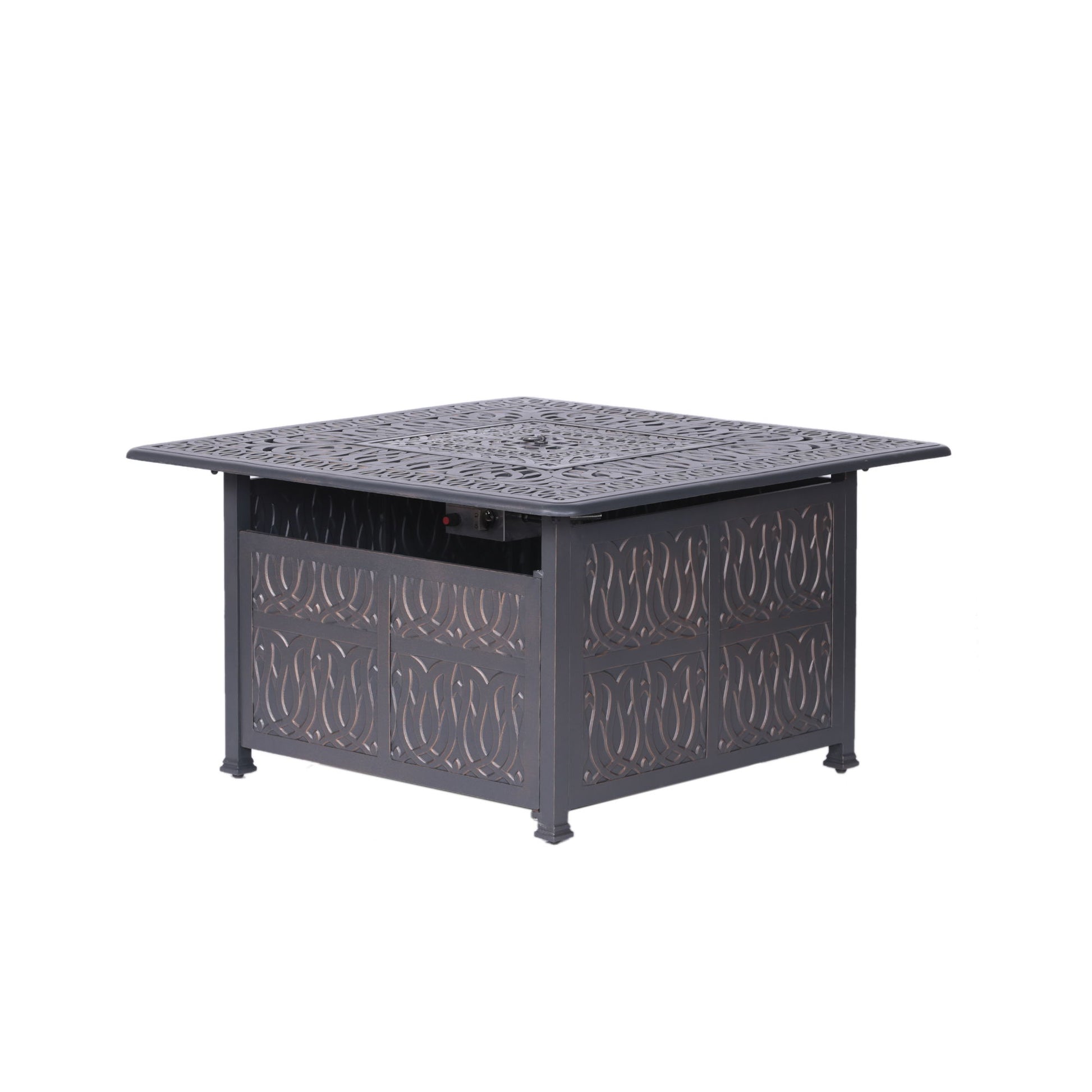 Powder Coated Aluminum Propane Gas Fire Pit Table - Gunmetal Home Essentials