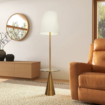 Celestial - Modern Floor Lamp With Accent Table With Large Shade - Gold / White Ashcroft Furniture