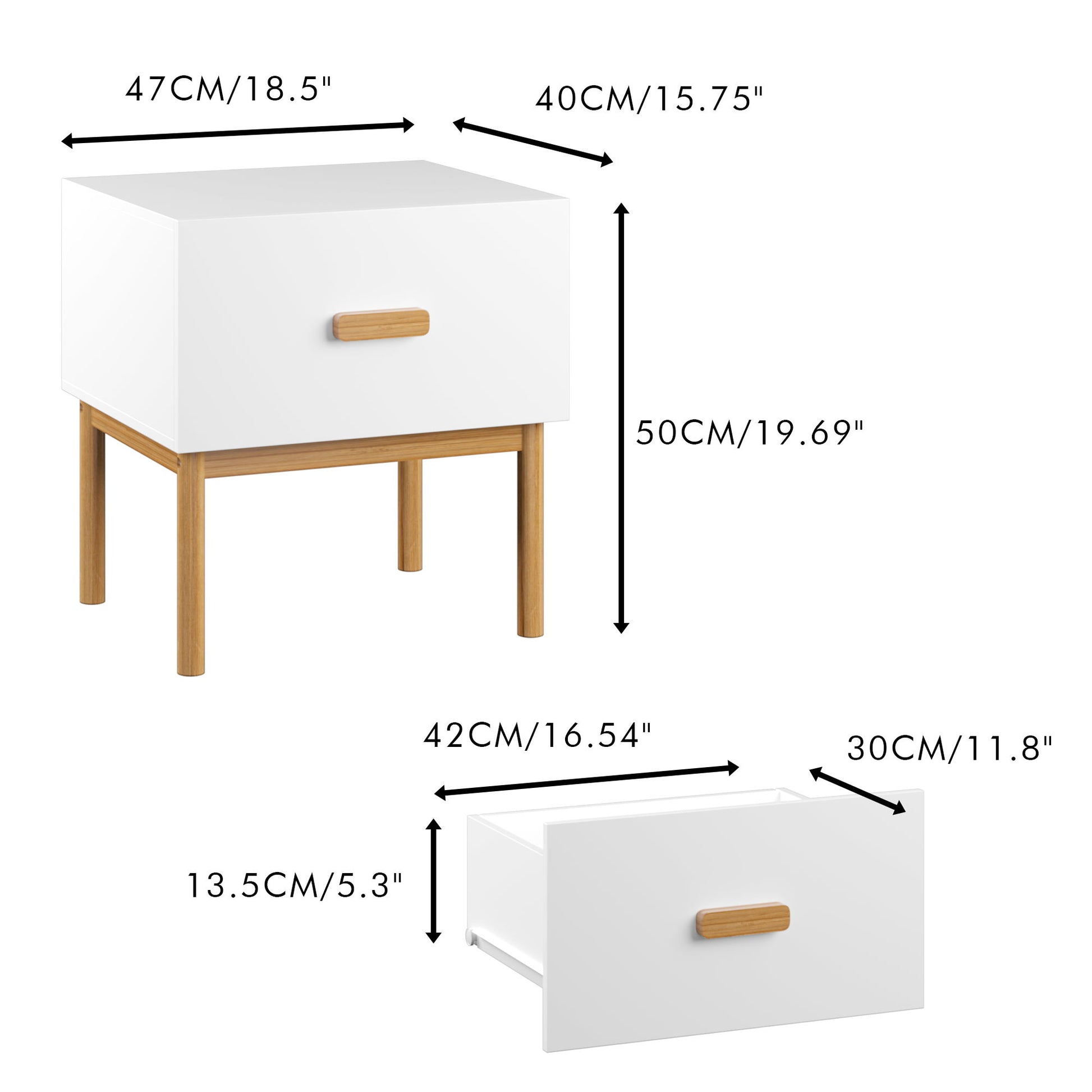 Nightstand With Drawer, Minimalist Bedside Table With Handle For Bedroom - White Home Essentials