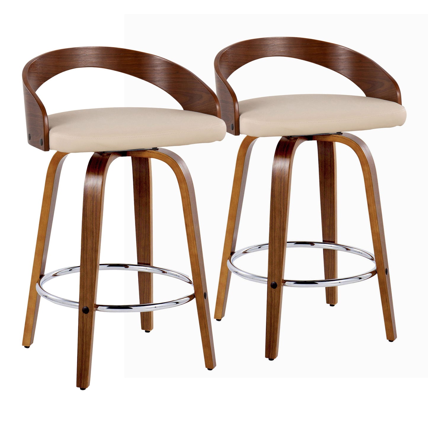 Grotto - Mid Century Modern Elegant Fixed Height Counter Stool With Swivel With Round Footrest (Set of 2) Lumi Source