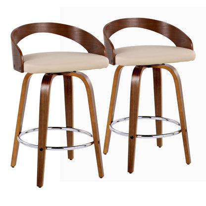 Grotto - Mid Century Modern Elegant Fixed Height Counter Stool With Swivel With Round Footrest (Set of 2) Lumi Source