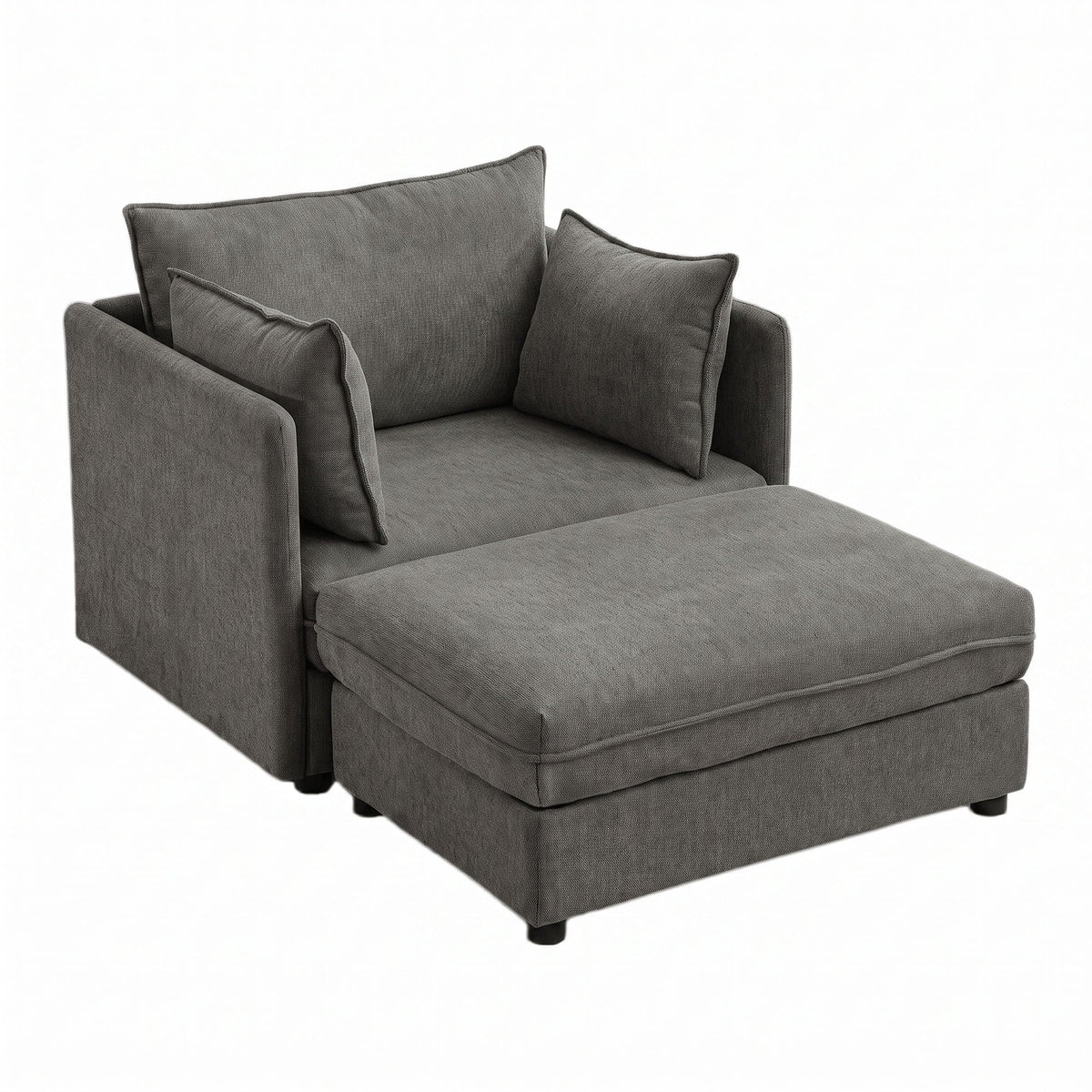 Oversized Deep Seat Accent Chair With Matching Storage Ottoman & Throw Pillows Hearth and Haven