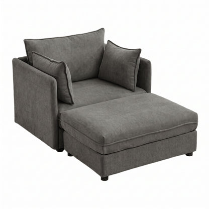Oversized Deep Seat Accent Chair With Matching Storage Ottoman & Throw Pillows Hearth and Haven