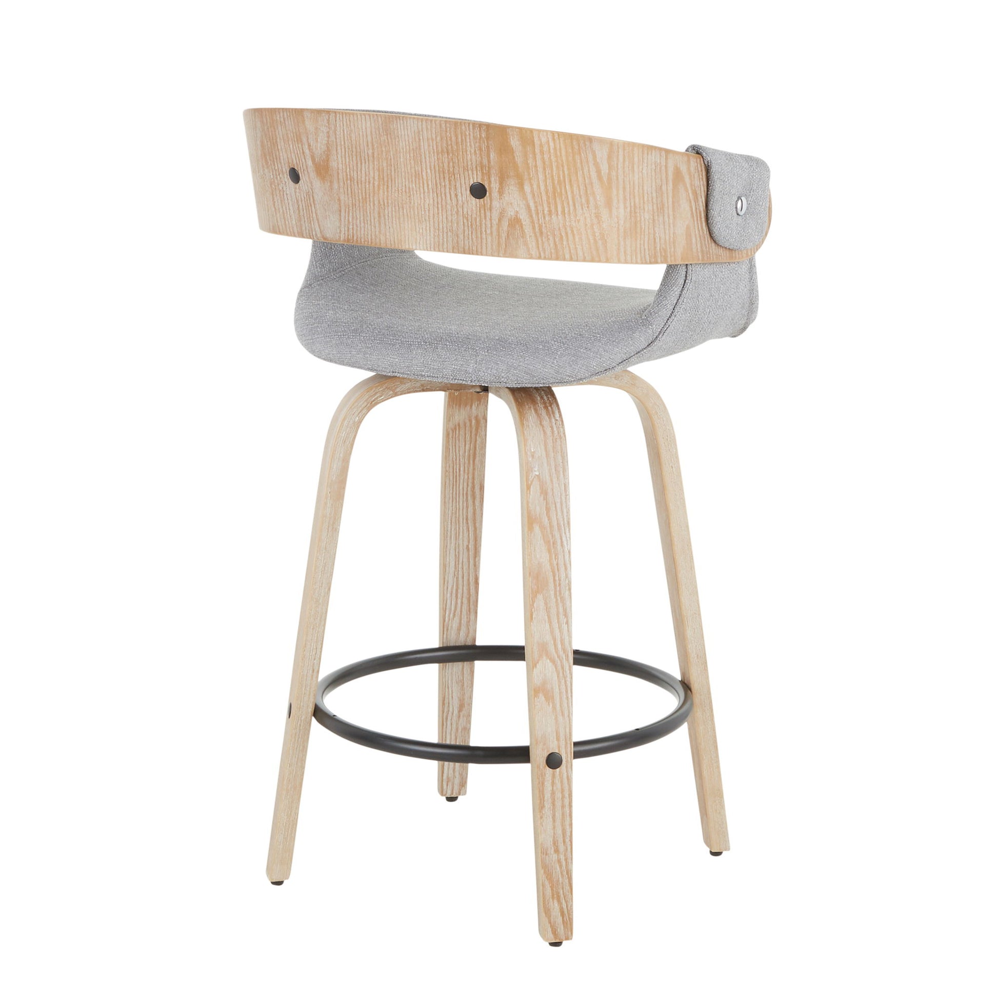 Elisa - Farmhouse Counter Stool (Set of 2) - White Washed / Gray Lumi Source