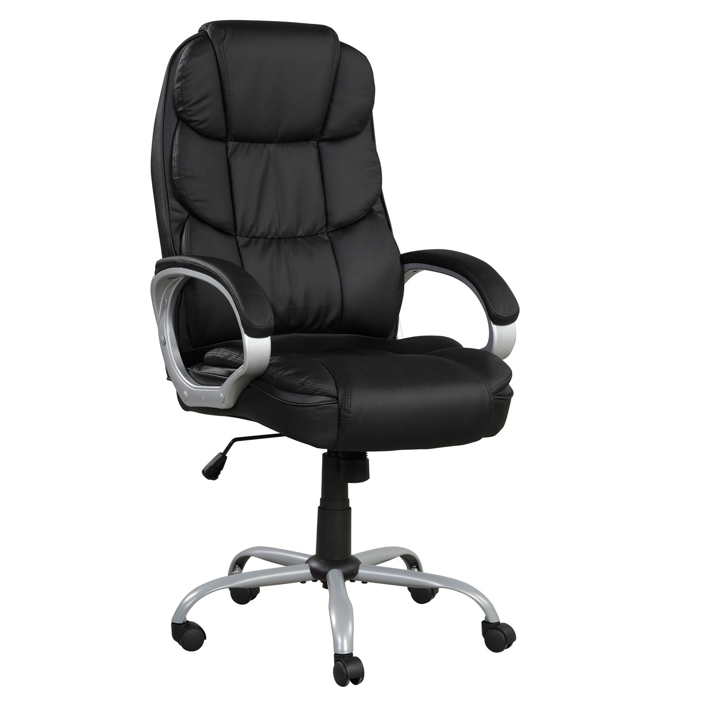 Upholstered Office Chair, Adjustable Height Swivel Chair - Black Home Essentials