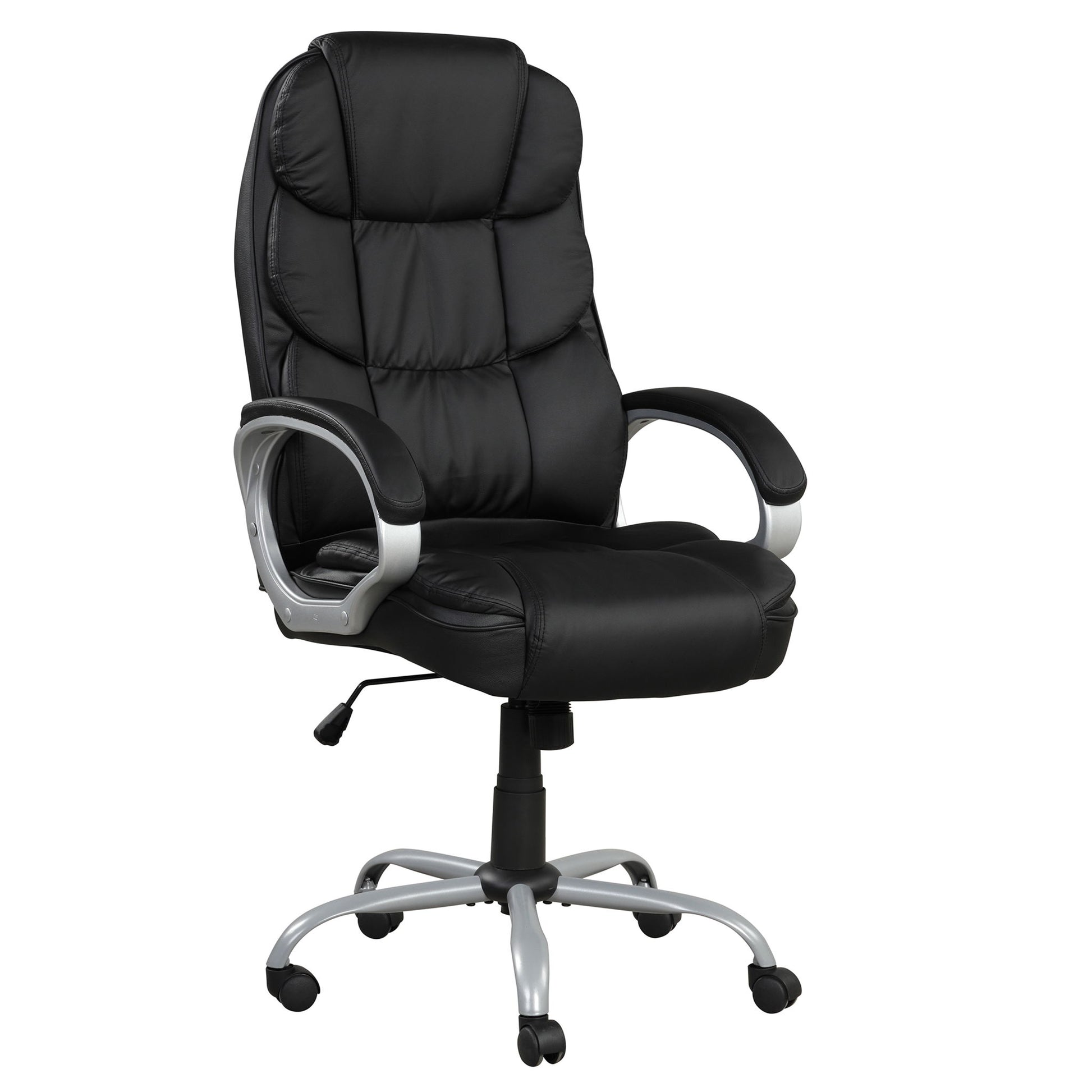 Upholstered Office Chair, Adjustable Height Swivel Chair - Black Home Essentials