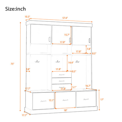 Entryway Hall Tree With Bench And Storage, 5 In 1 Coat Rack Hearth and Haven