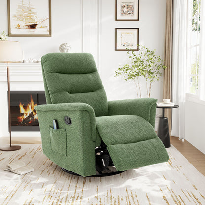 Manual Recliner Chair With 8 Point Massage And Swivel Function Noble House