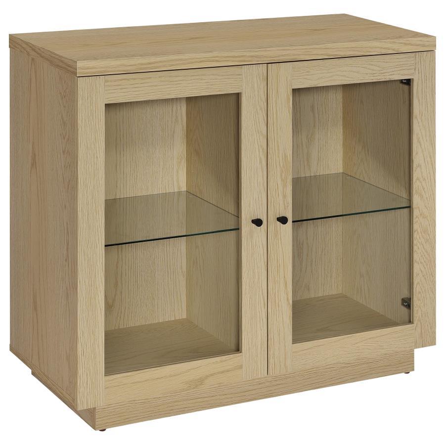 Tilbury - 2-Door Glass Front Accent Display Cabinet - Light Oak Coaster Fine Furniture