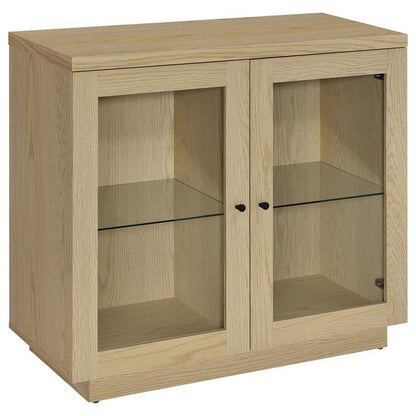 Tilbury - 2-Door Glass Front Accent Display Cabinet - Light Oak Coaster Fine Furniture