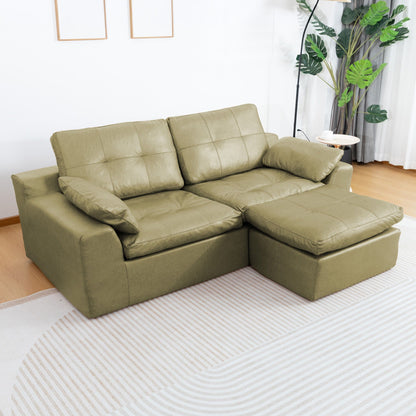 L - Shaped Modular 2 Seater Sofa With Movable Ottoman And High Density Sponge Cushions For Living Room Home Essentials