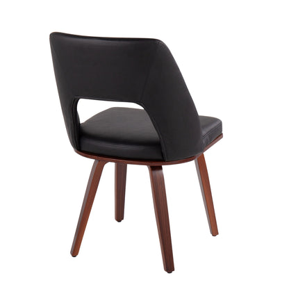 Triad - Mid-Century Modern Upholstered Chair (Set of 2) - Walnut / Black Lumi Source