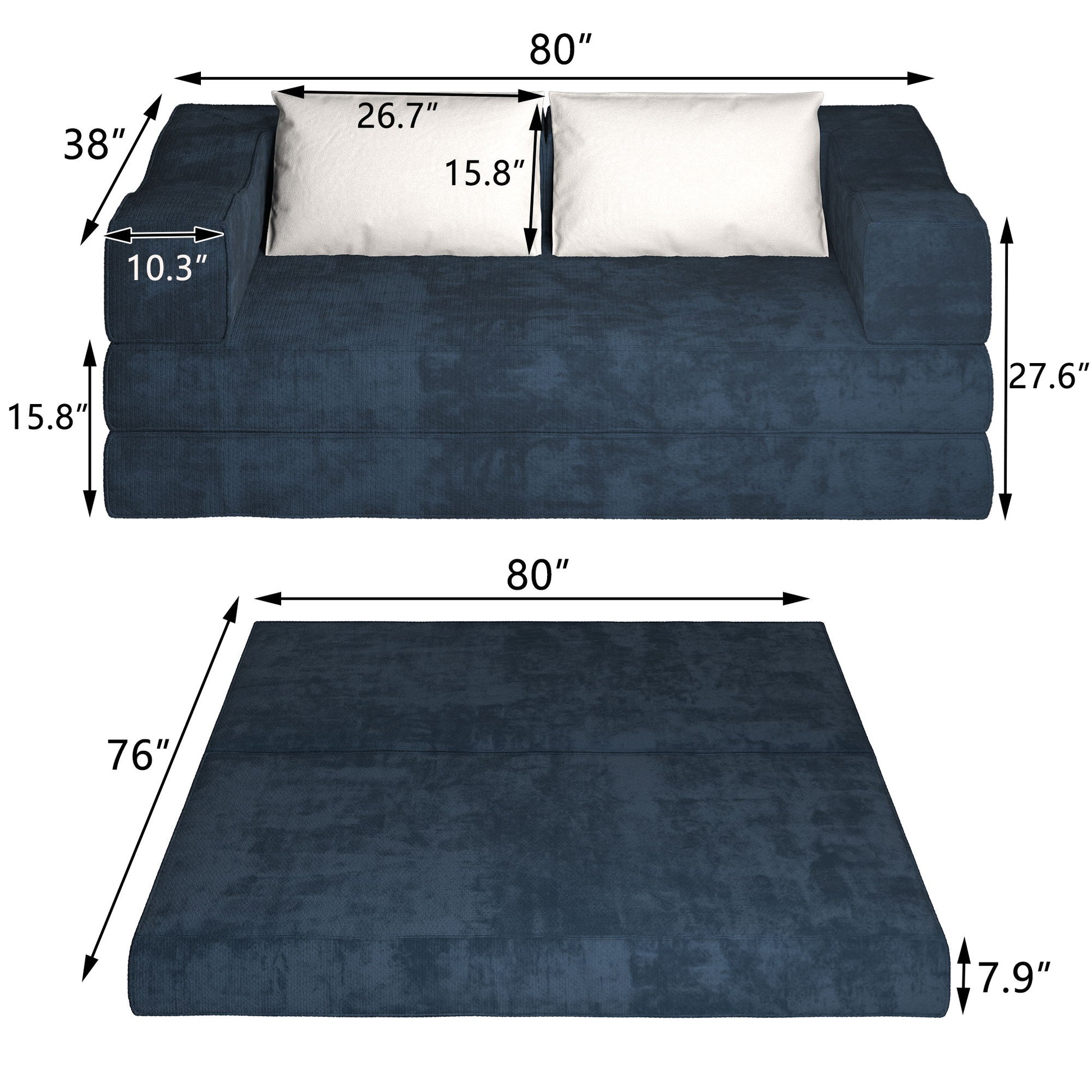 3 Seat Folding Floor Couch & King Size Bed Mattress Home Essentials