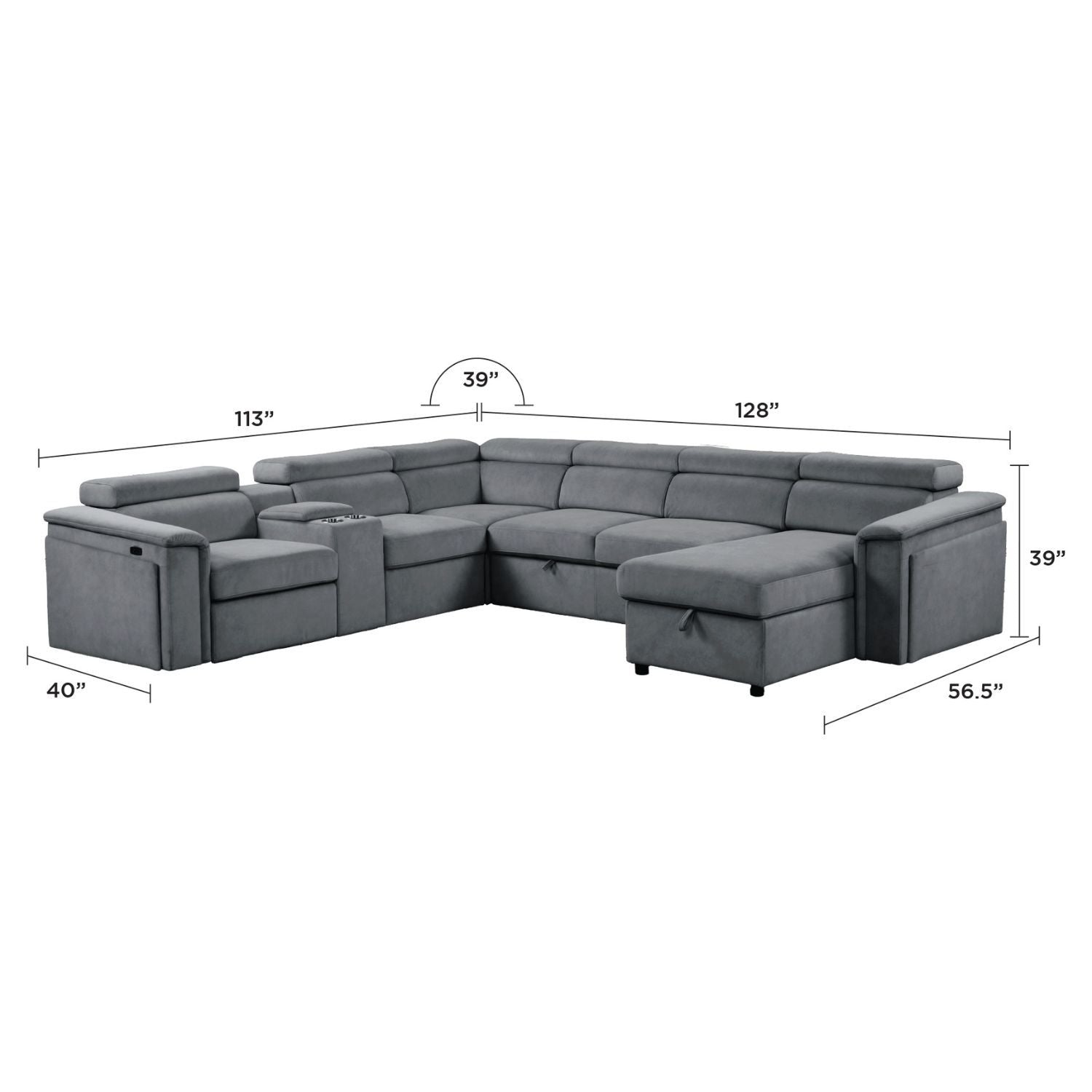 Harvey - Power Recliner Sleeper Sectional Matrix Furniture Group