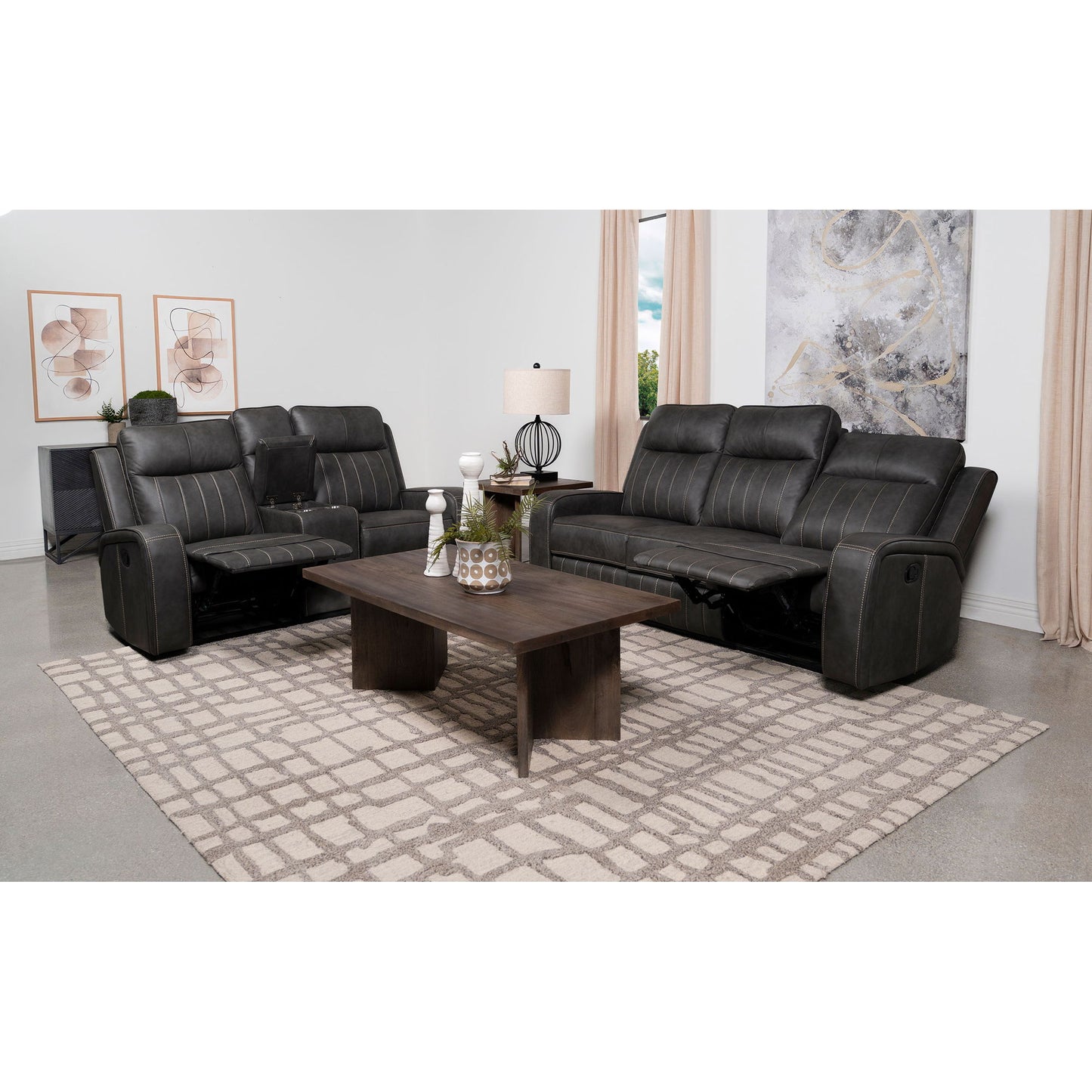 Forrest - 2 Piece Motion Reclining Sofa Set - Gray Furniture Max