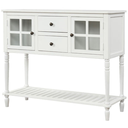 Hearth & Haven Stella Buffet Storage Cabinet With Bottom Shelf, White Hearth and Haven