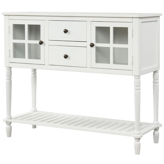 Hearth & Haven Stella Buffet Storage Cabinet With Bottom Shelf, White Hearth and Haven