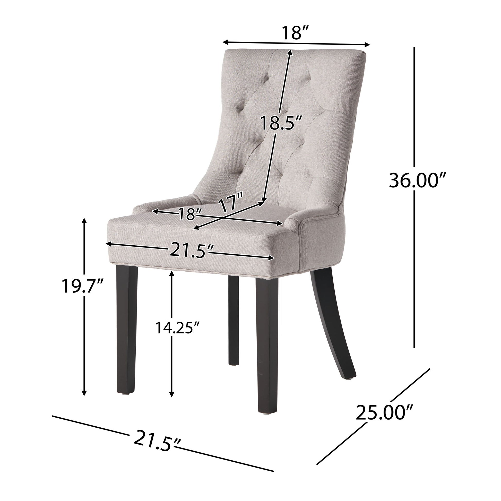 Contemporary Cheney Dining Chair Set With Tufted Design Noble House