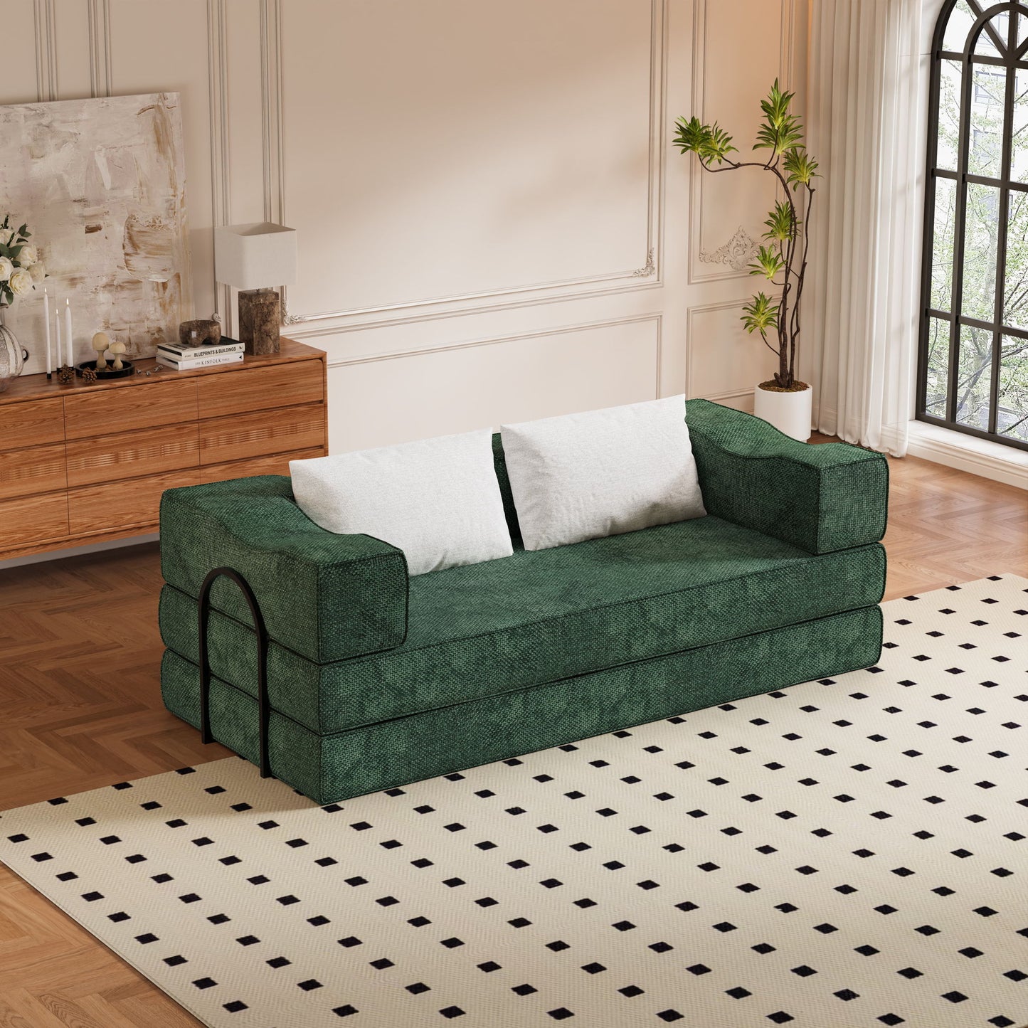3 Seat Folding Floor Couch & King Size Bed Mattress Home Essentials
