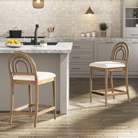 Leon - Arched Back & Upholstered Counter Stool (Set of 2) - Ivory White Jennifer Taylor Home