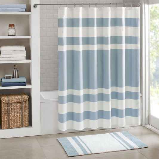 Spa Waffle - 72" Shower Curtain With 3M Treatment - Blue