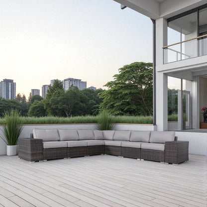 Rattan Sectional Sofa Set With Cushions LSI Patio Furniture