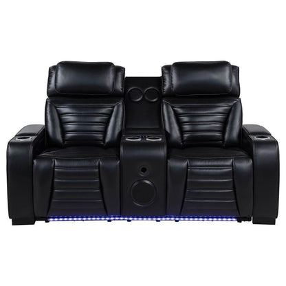 Zuma - Faux Leather Dual Power Reclining LED Loveseat - Black Coaster Fine Furniture