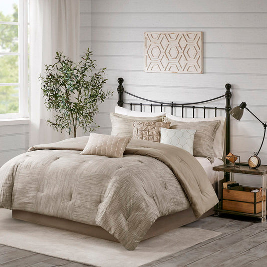 Walter - California King 7 Piece Printed Comforter Set - Taupe Madison Park