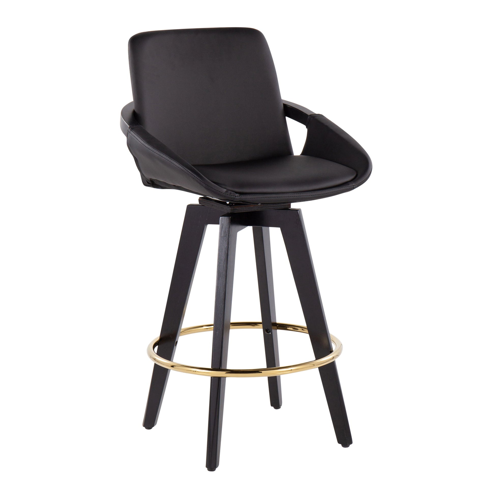 Cosmo - Contemporary Fixed Height Counter Stool With Swivel With Round Footrest (Set of 2) Lumi Source