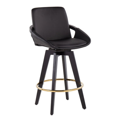 Cosmo - Contemporary Fixed Height Counter Stool With Swivel With Round Footrest (Set of 2) Lumi Source