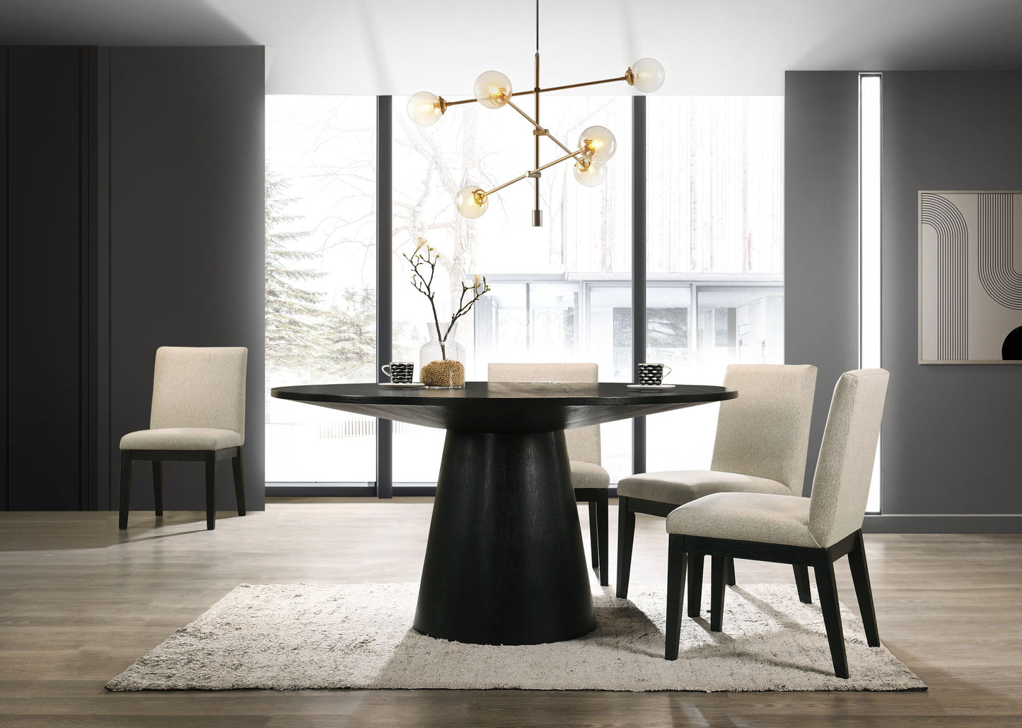 Jasper - Wide Contemporary Round Dining Table Set Lilola Home