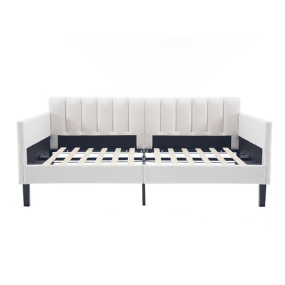 Elena - Boucle Upholstered Daybed, Ribbed Tufted Backrest House & Home Furniture