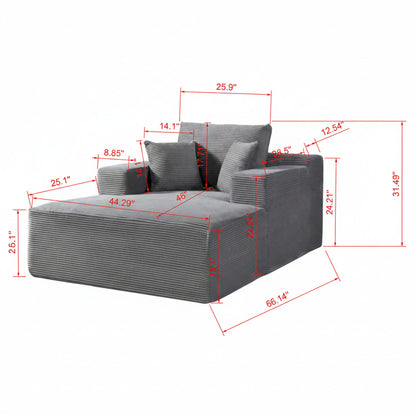 Convertible Chaise Lounge Chair With Wide Armrest & Throw Pillows US Pride