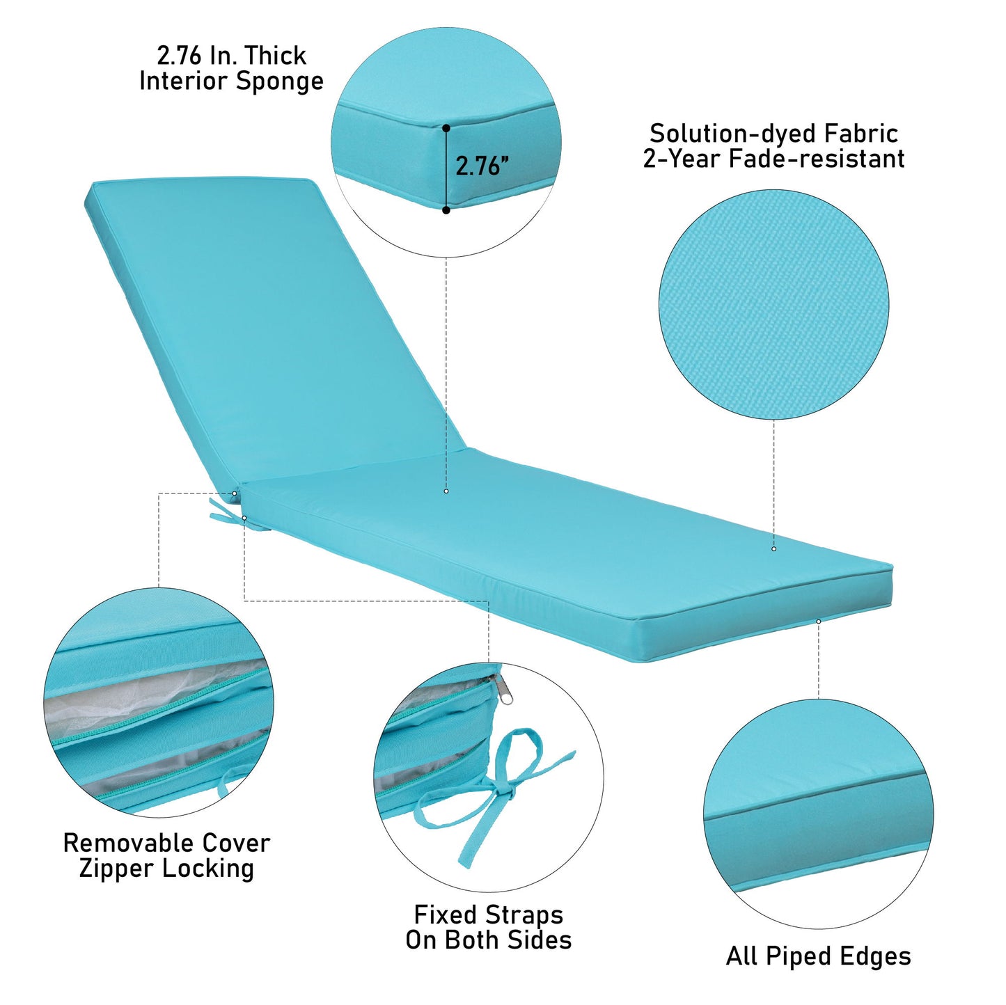 Outdoor Lounge Chair Cushion Replacement Patio Funiture Seat Cushion Chaise Home Essentials