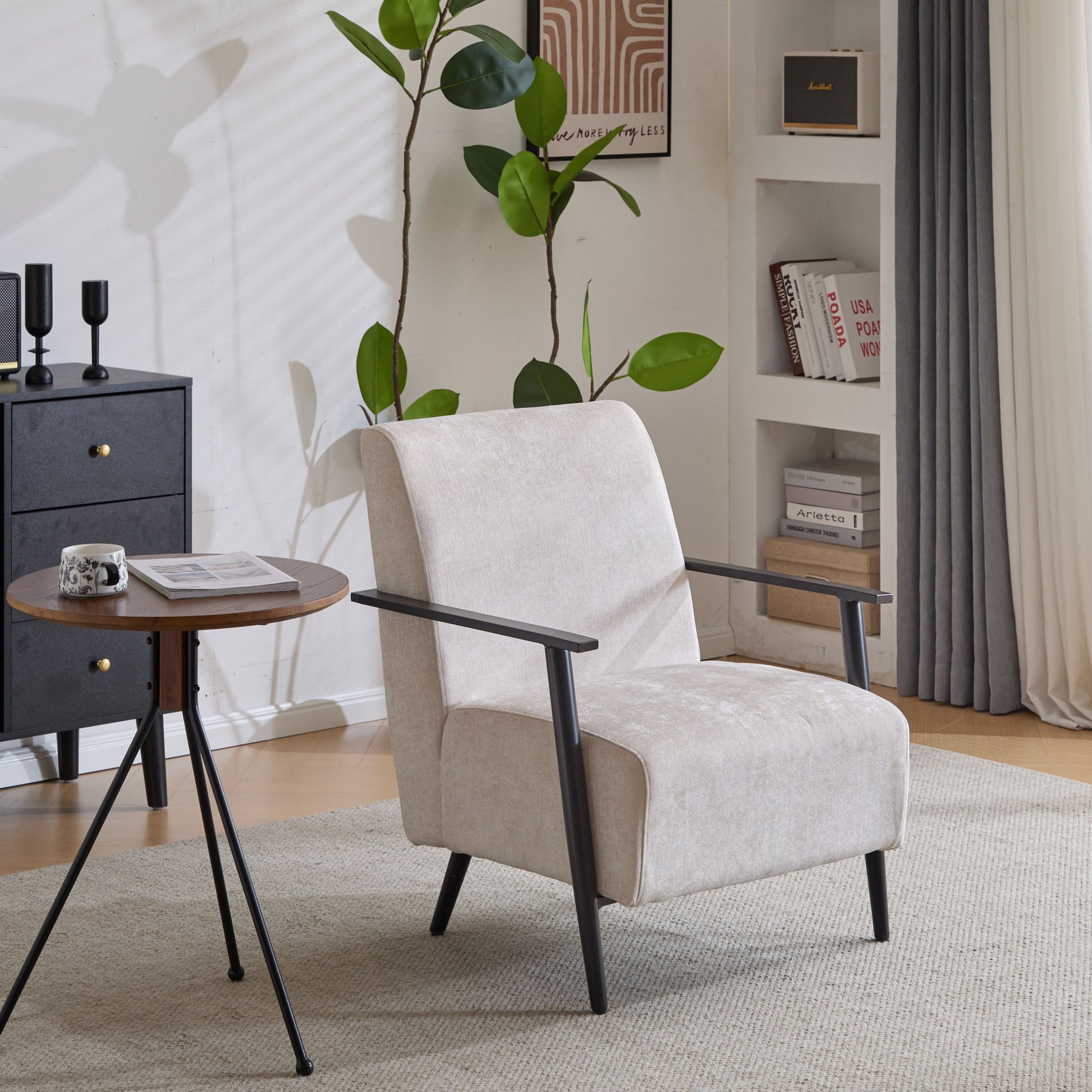 Modern Lounge Chair With Upholstery Noble House