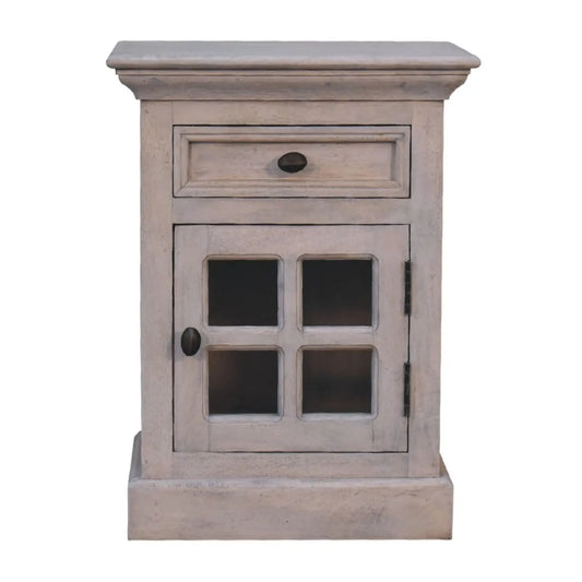 Glazed Bedside Table - Stone White Artisan Furniture