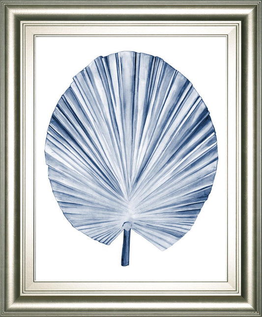 22x26 Indigo Tropical Leaves IV By Megan Meagher - Blue