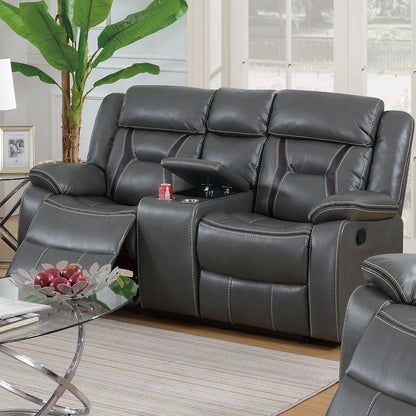 Modern Reclining Loveseat With Console, Cup Holders, Storage Home Essentials