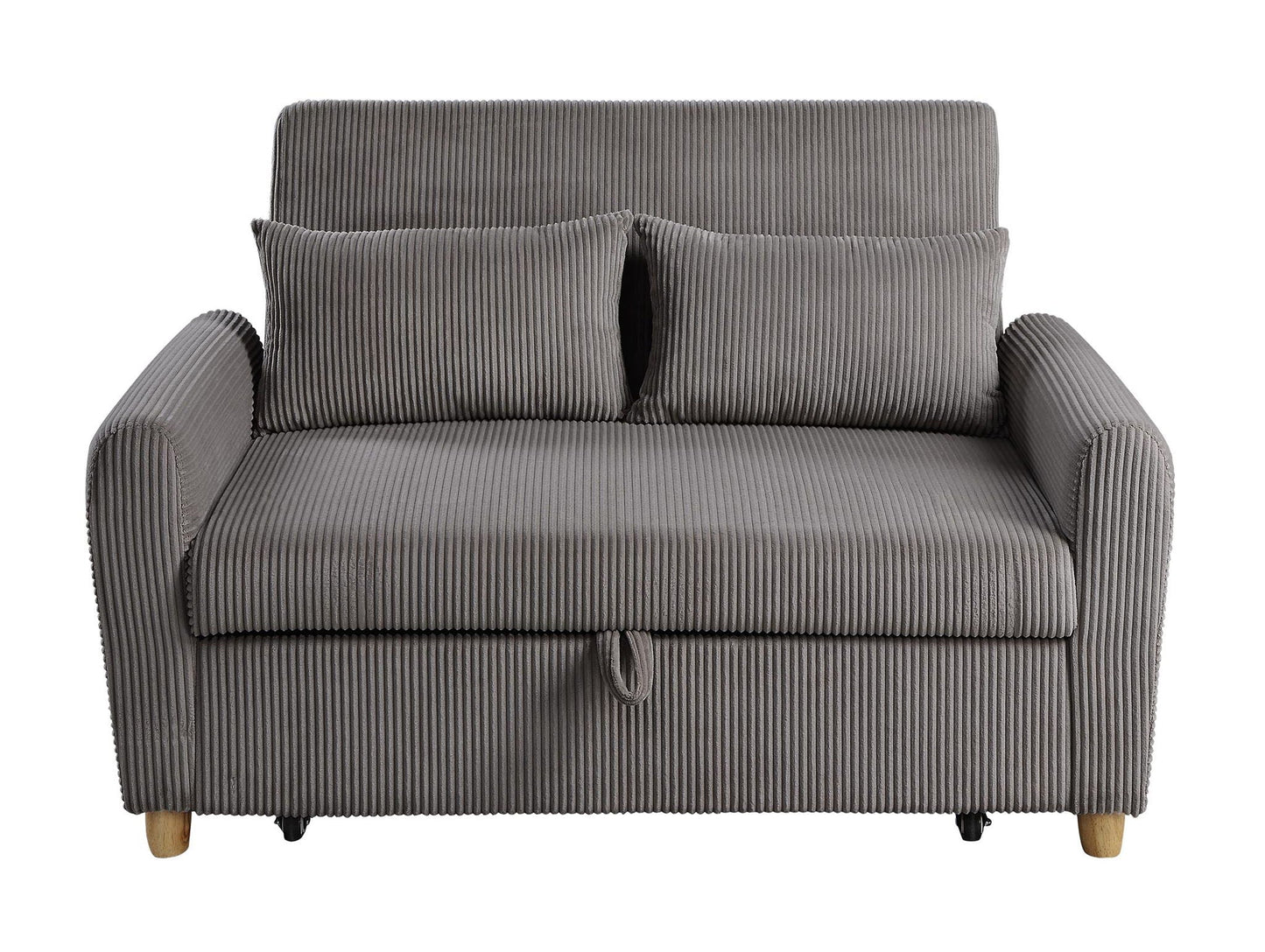 Justine - Corduroy Convertible Sleeper Loveseat - Brown Lilola Home