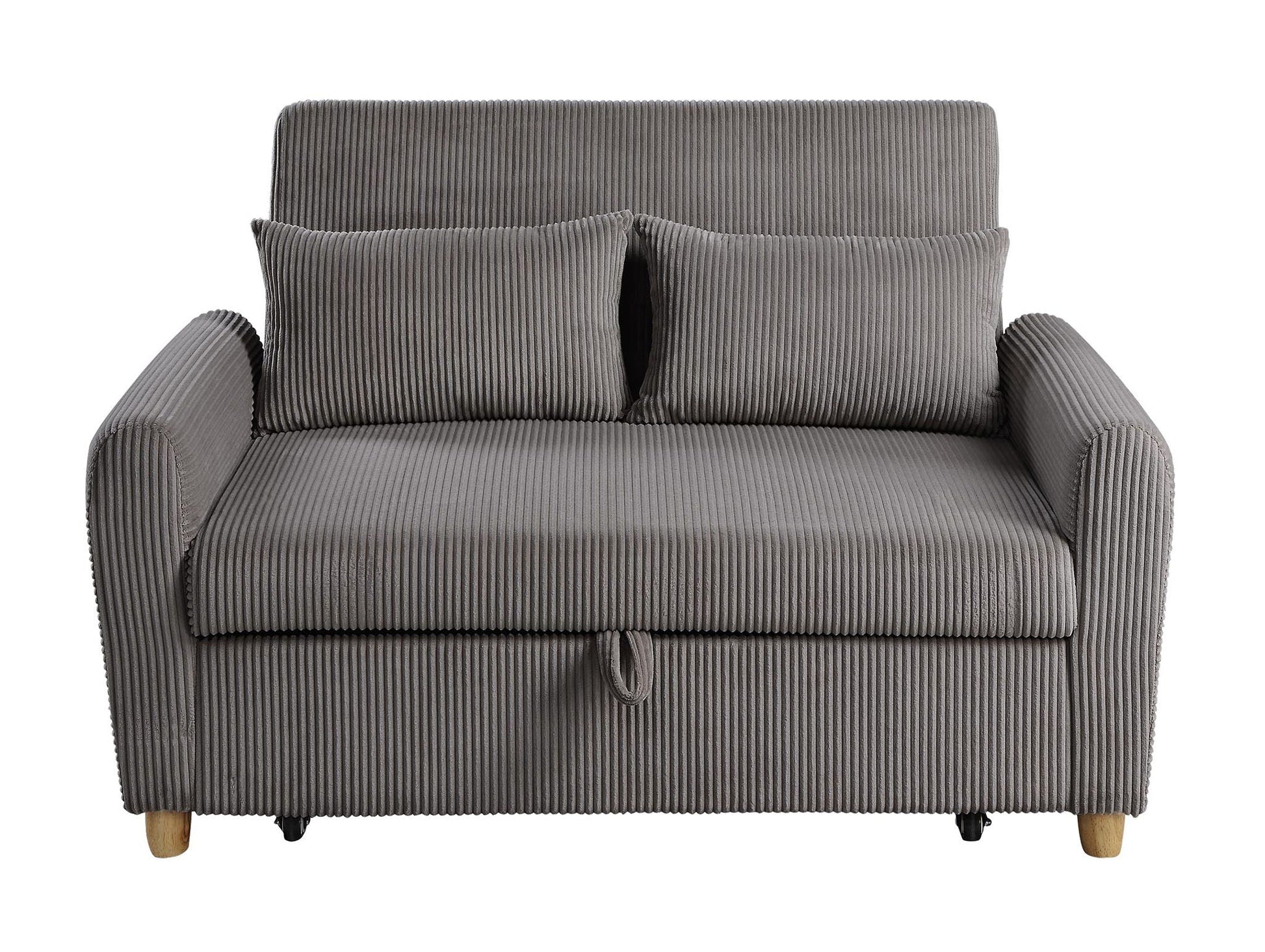 Justine - Corduroy Convertible Sleeper Loveseat - Brown Lilola Home