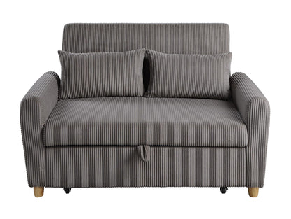 Justine - Corduroy Convertible Sleeper Loveseat - Brown Lilola Home